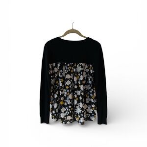 LOFT Black & Multicolor Floral Long Sleeves Tunic